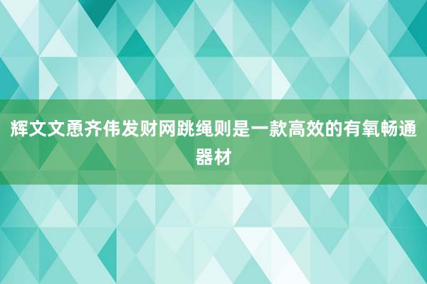 辉文文恿齐伟发财网跳绳则是一款高效的有氧畅通器材